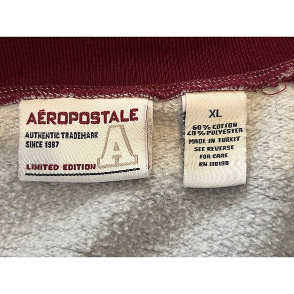 Aeropostale Varsity League Limited Edition XL Zip-Up Jacket Burgundy Gray Cotton - Picture 3 of 11